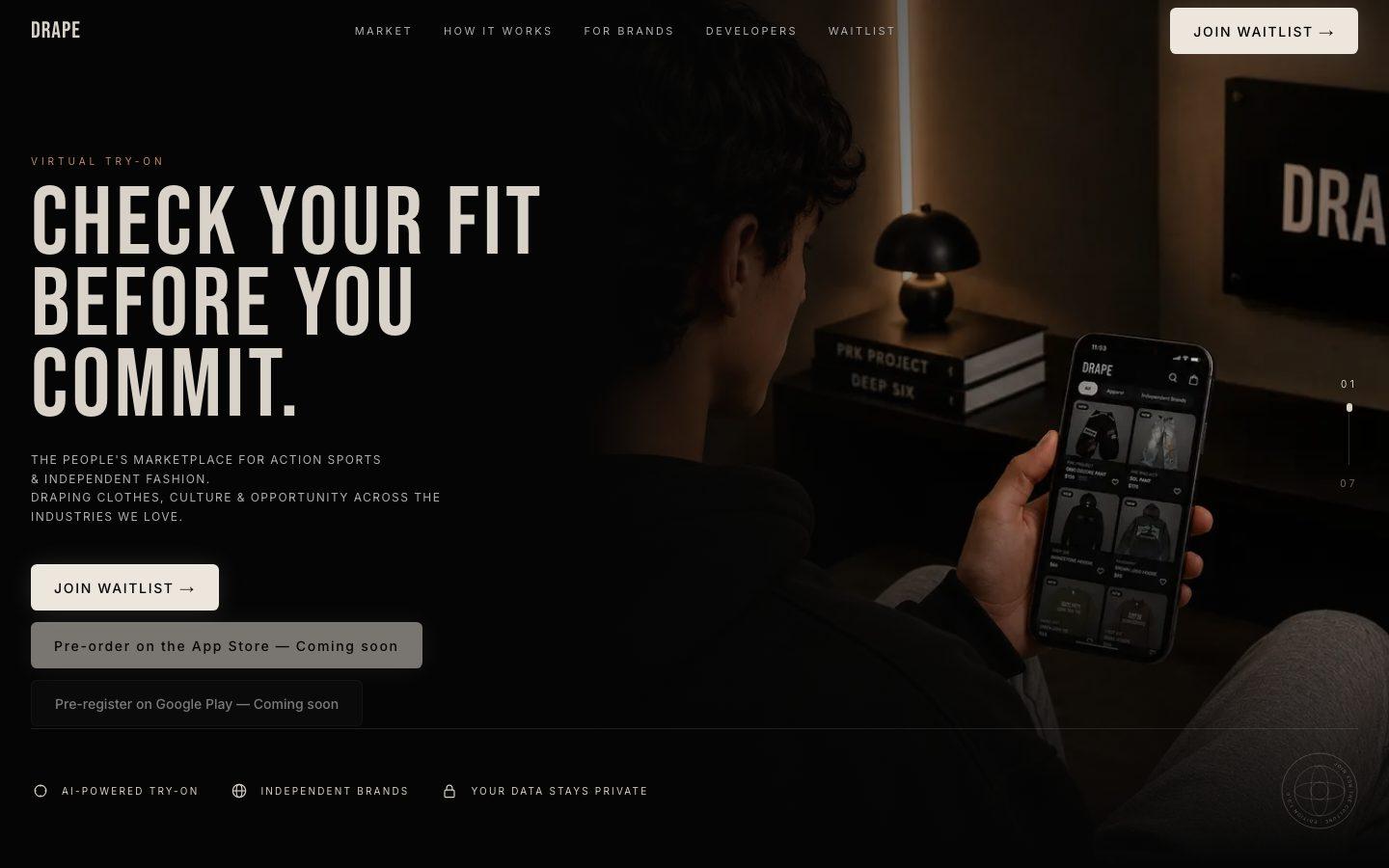 Drape live site, a MuseTec shipped system